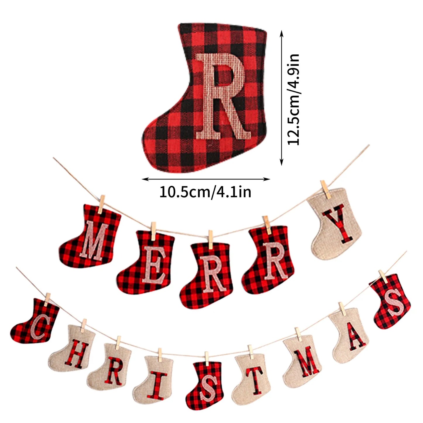 2024 New Christmas English Christmas Tree Hemp Party Festival Decoration Christmas Banner Hanging Decorations