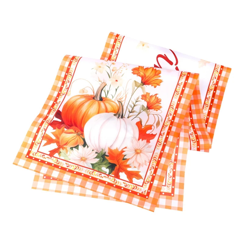 Thanksgiving Day Pumpkin Maple Leaf Table Runner Happy Thanksgiving Day Party Decor 2024 For Home Kitchen Dining Table Covers