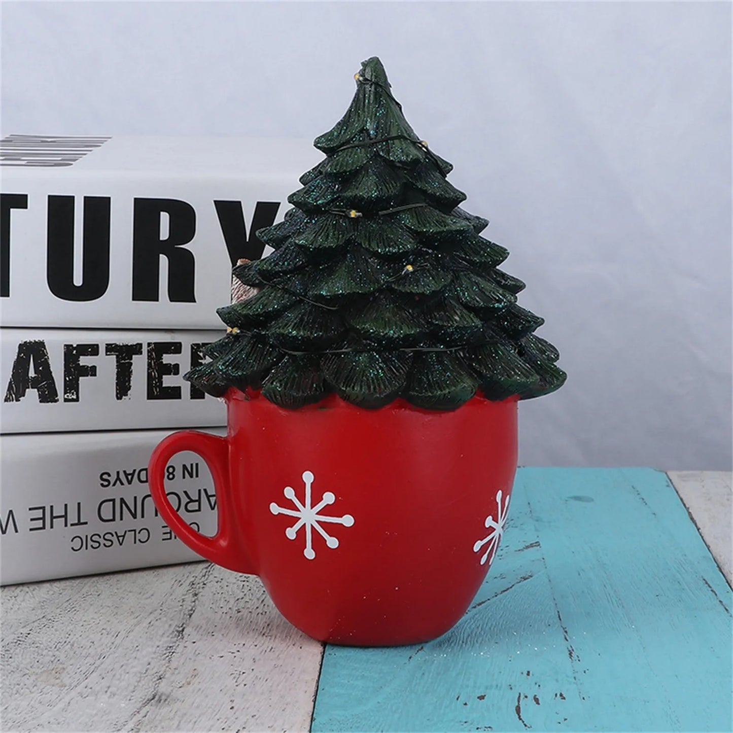 2024 New Small Animal Christmas Cup Night Light Resin Crafts Home Desktop Christmas Tree Light String Decoration Ornaments