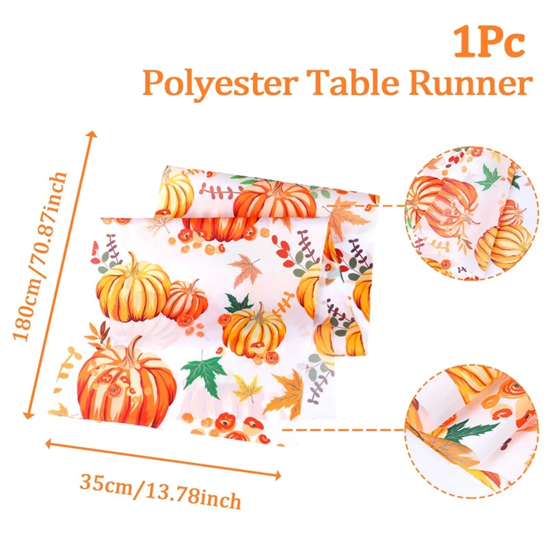 Thanksgiving Day Pumpkin Maple Leaf Table Runner Happy Thanksgiving Day Party Decor 2024 For Home Kitchen Dining Table Covers