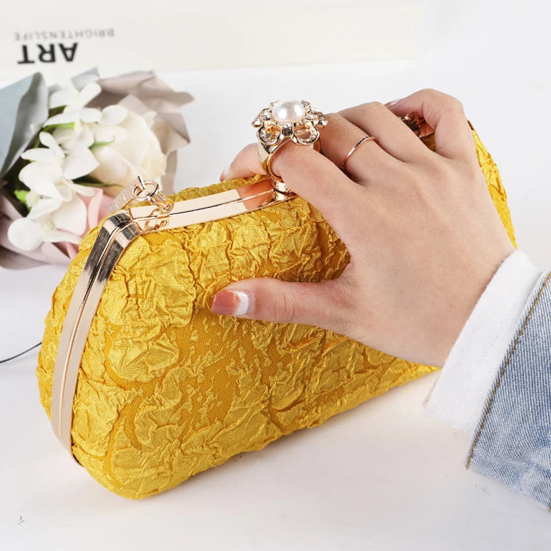 Yellow Clutch Purse Luxury for Women Wedding Luxury Designer Handbags Pearl Fashion Crossover Shoulder Bag for Party Wallets