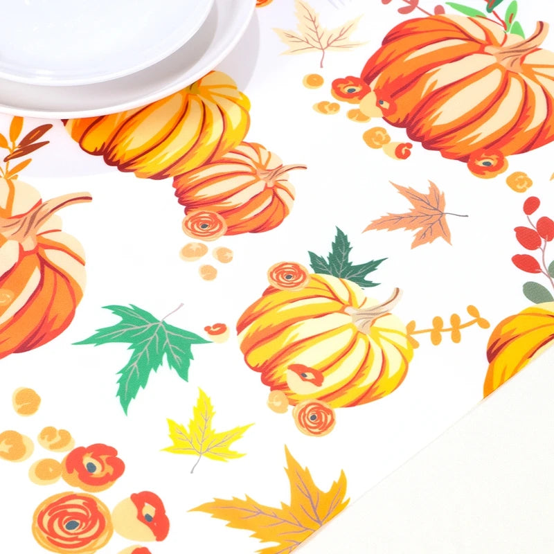 Thanksgiving Day Pumpkin Maple Leaf Table Runner Happy Thanksgiving Day Party Decor 2024 For Home Kitchen Dining Table Covers