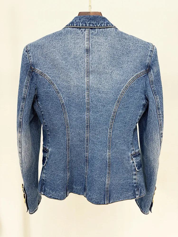 Women's Double Breasted Cotton Denim Suit