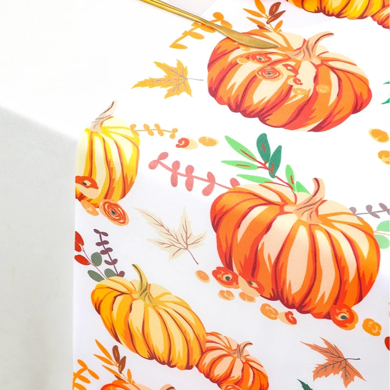 Thanksgiving Day Pumpkin Maple Leaf Table Runner Happy Thanksgiving Day Party Decor 2024 For Home Kitchen Dining Table Covers