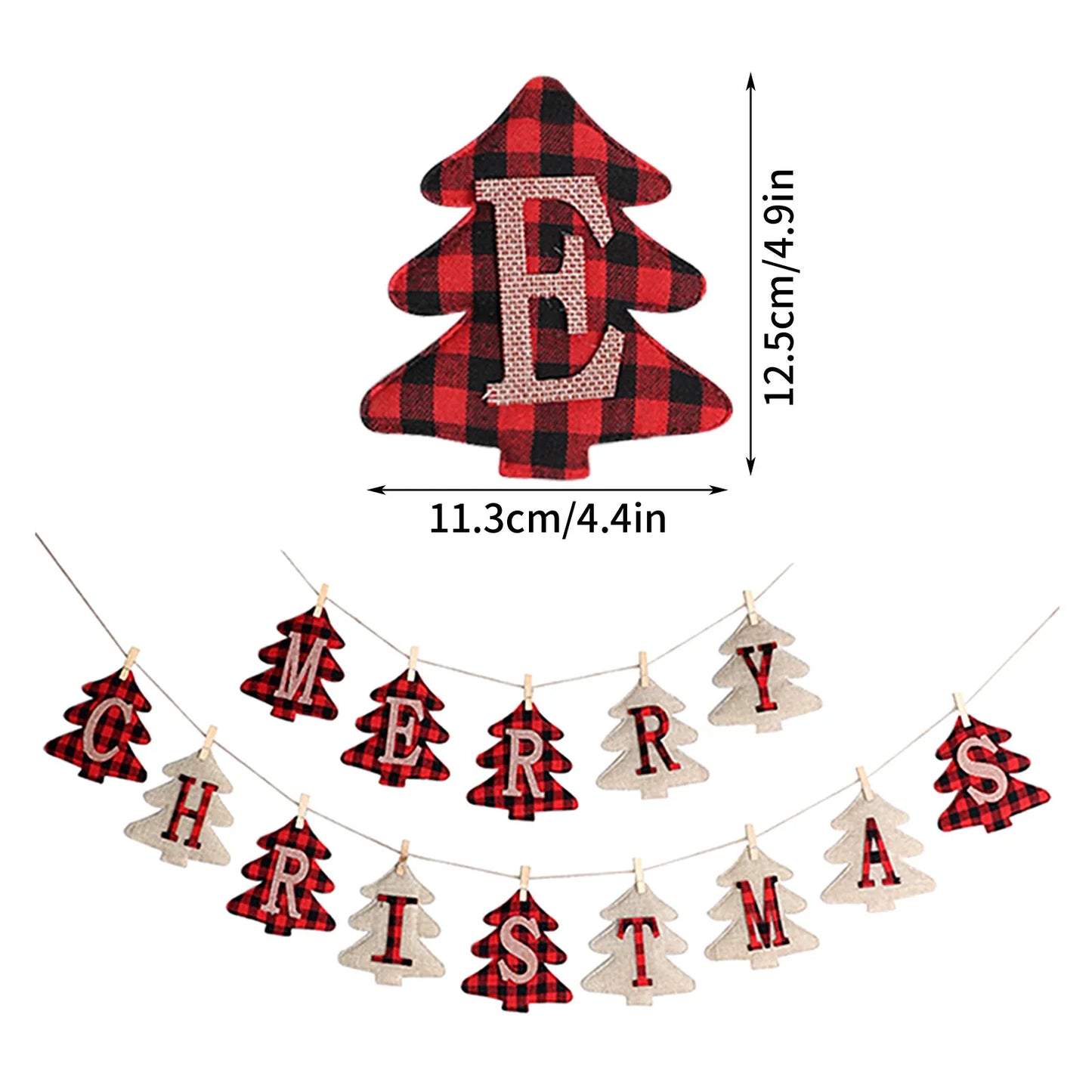 2024 New Christmas English Christmas Tree Hemp Party Festival Decoration Christmas Banner Hanging Decorations